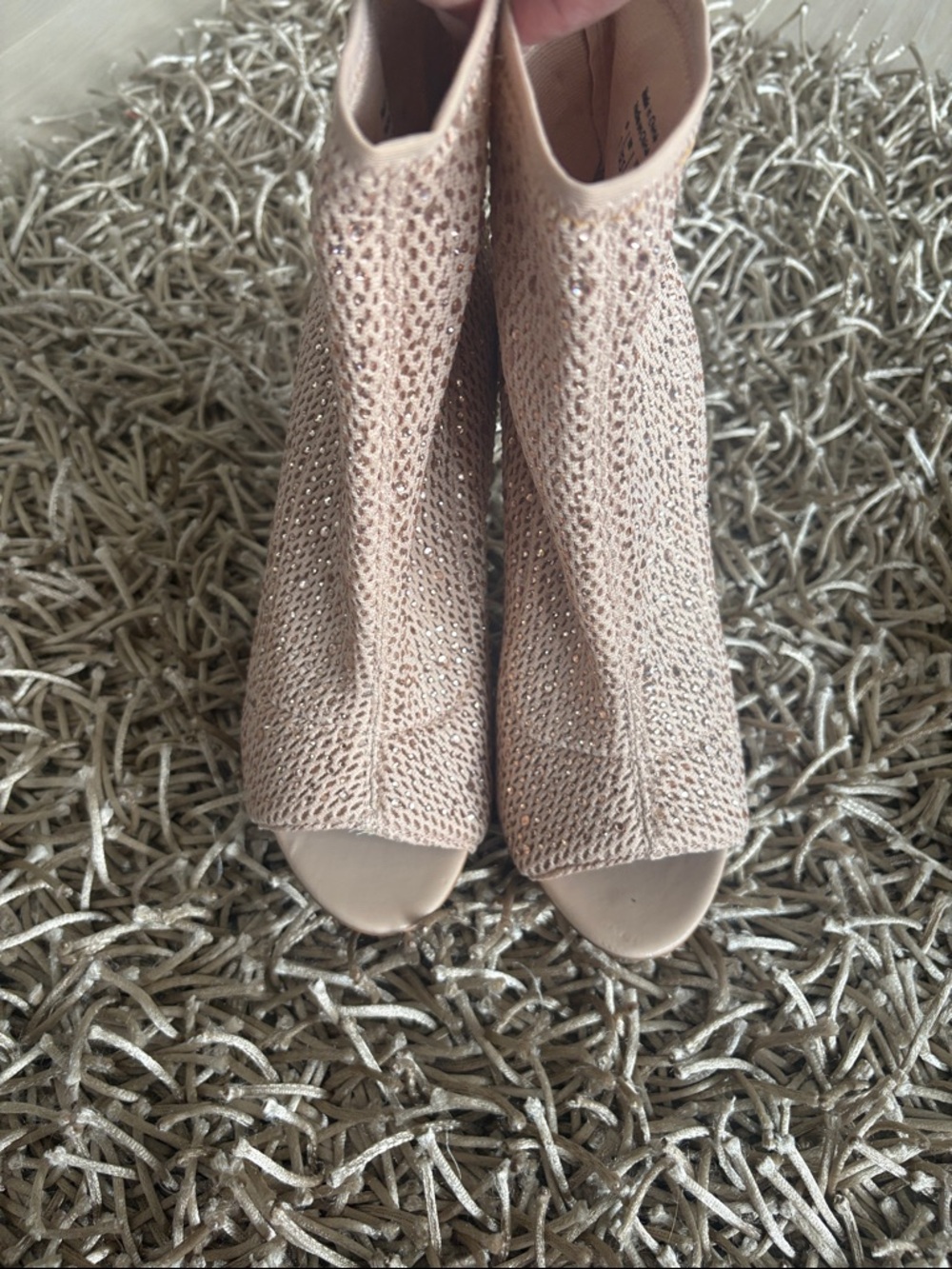 Aldo Beige Knit Peep-Toe Stiletto Booties - Picture 4 of 7